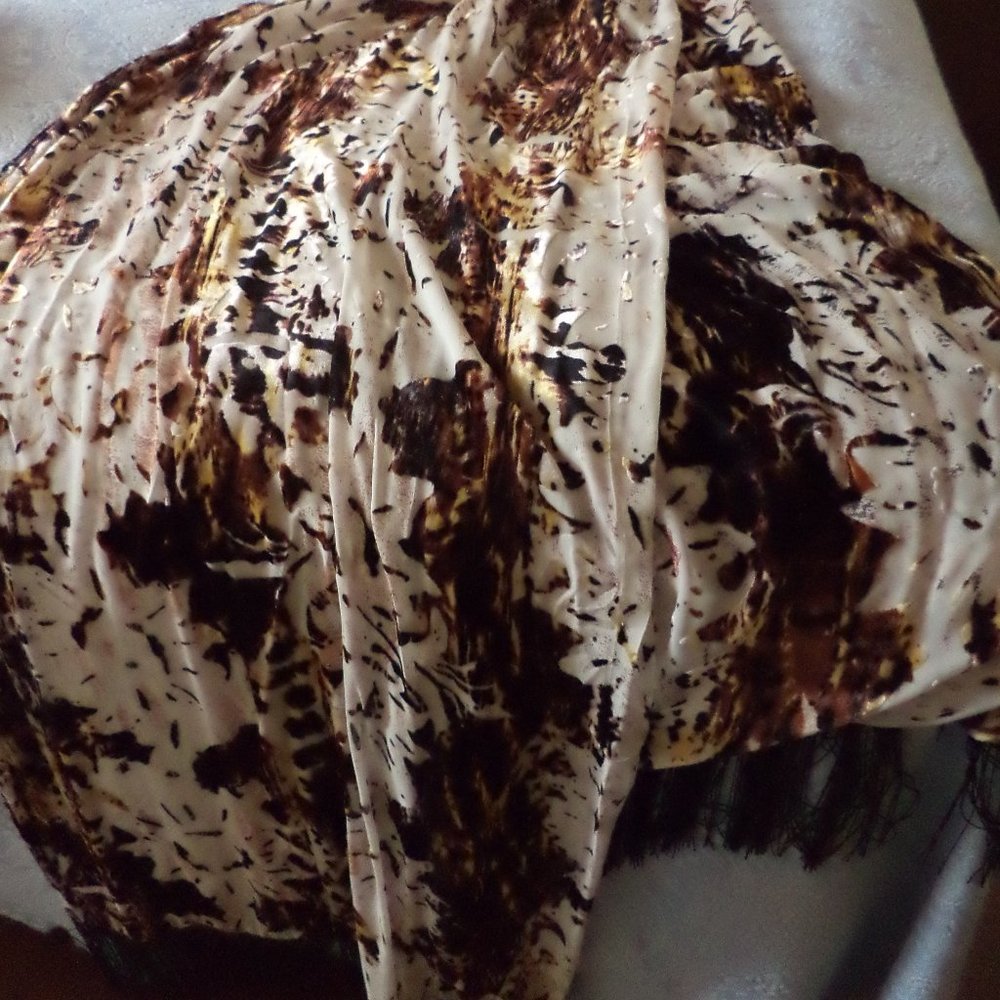 SCARF WRAP  ~ Ivory background with Lush Shades of Brown and Gold ~ Magnificent